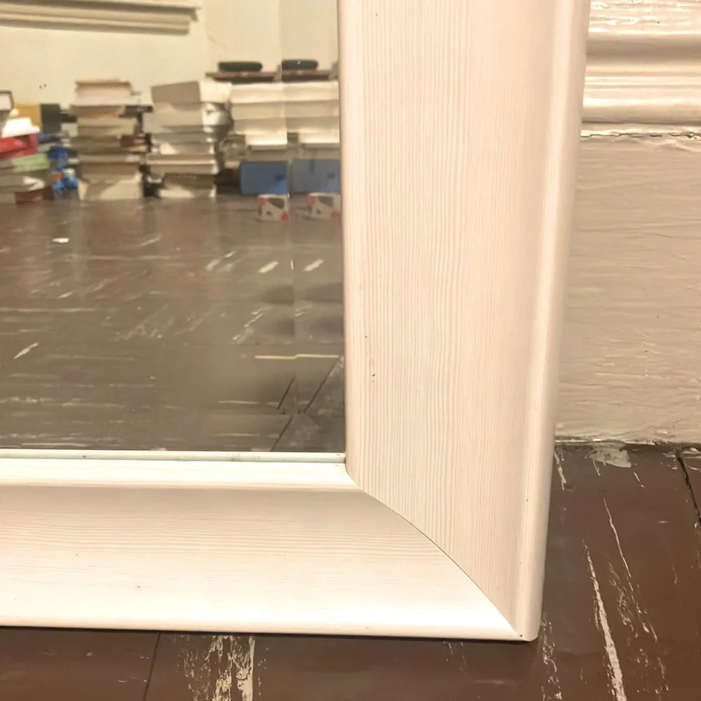 White wooden frame mirror